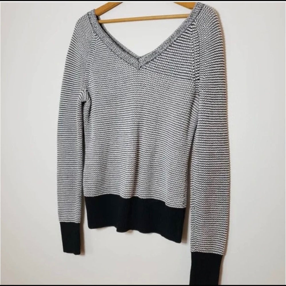 Calvin Klein V neck black and white sweater